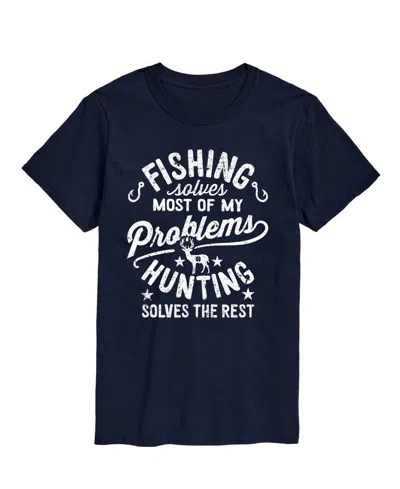 Airwaves Men's Fishing Solves Problems Short Sleeve T-shirt In Blue