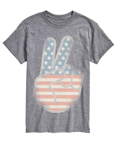Airwaves Men's Flag Peace Sign Tonal Washed Short-sleeve Graphic T-shirt In Gray