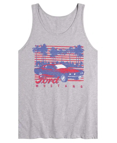 Airwaves Men's Ford Mustang Palm Trees Sleeveless Graphic Tank T-shirts In Gray