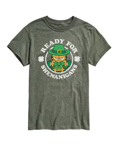 Airwaves Men's Garfield Ready For Shenanigans Short Sleeve T-shirt In Green