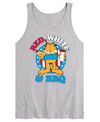 Airwaves Men's Garfield Red White And Bbq Sleeveless Graphic Tank T-shirts In Gray