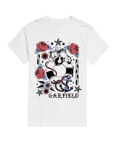 Airwaves Men's Garfield Tattoo Flash Graphic T-shirt In White