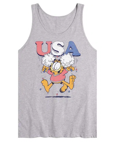 Airwaves Men's Garfield Usa Cheer Sleeveless Graphic Tank T-shirts In Gray