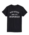 Airwaves Men's In My Defense Left Unsupervised Short Sleeve T-shirt In Black