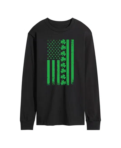 Airwaves Men's Instant Message Lucky Usa Flag Long-sleeve Graphic T-shirt In Black