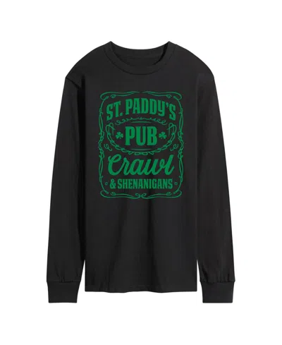 Airwaves Men's Instant Message St. Paddy's Pub Crawl Long-sleeve Graphic T-shirt In Black