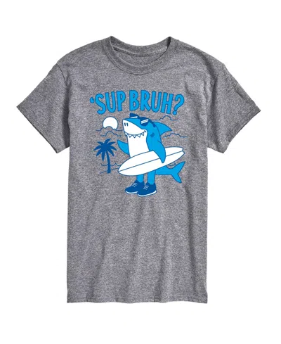 Airwaves Men's Instant Message Sup Bruh Shark Graphic T-shirt In Athletic Heather