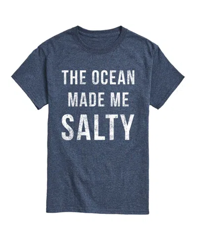 Airwaves Men's Instant Message The Ocean Made Me Salty Graphic T-shirt In Heather Blue
