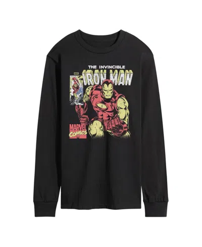 Airwaves Men's Iron Man Vintage Faded Comic Long-sleeve Graphic T-shirt In Black