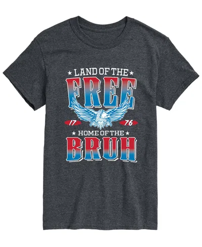 Airwaves Men's Land Of The Free Home Of The Bruh Short-sleeve Graphic T-shirt In Gray