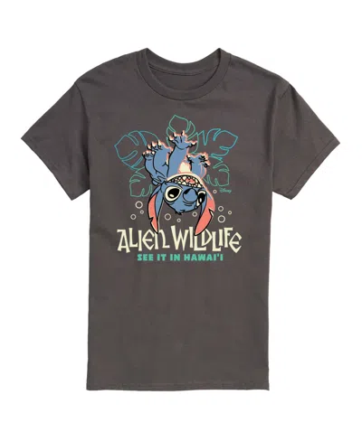 Airwaves Men's Lilo And Stitch Alien Wildlife Graphic T-shirt In Charcoal