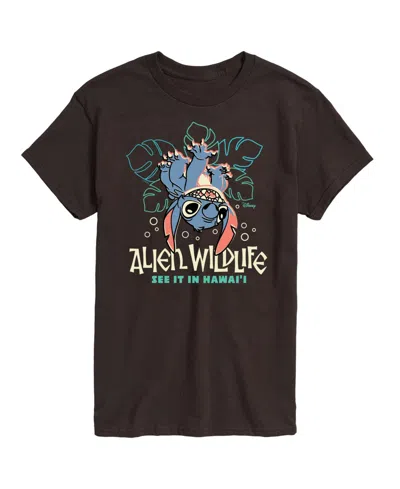 Airwaves Men's Lilo And Stitch Alien Wildlife Graphic T-shirt In Dark Brown