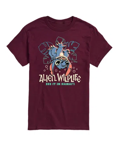 Airwaves Men's Lilo And Stitch Alien Wildlife Graphic T-shirt In Maroon
