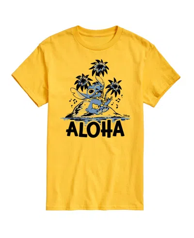 Airwaves Men's Lilo And Stitch Aloha Island Graphic T-shirt In Yellow