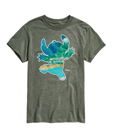 Airwaves Men's Lilo And Stitch Silhouette Scene Graphic T-shirt In Heather Miltary Green