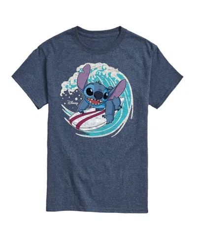 Airwaves Men's Lilo And Stitch Surf Graphic T-shirt In Heather Blue