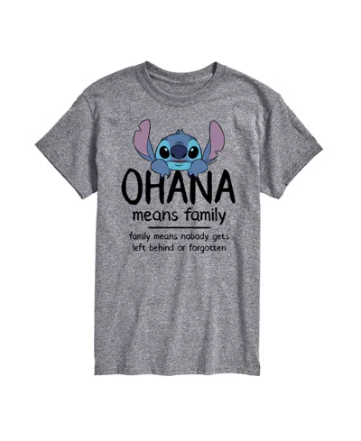Airwaves Men's Lilo Stitch Ohana Means Family Short Sleeve T-shirt In Gray