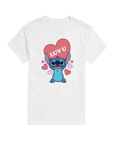 Airwaves Men's Lilo Stitch Valentine's Day Short Sleeve T-shirt In White