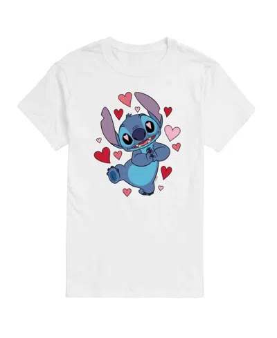 Airwaves Men's Lilo Stitch Valentine's Day Short Sleeve T-shirt In White