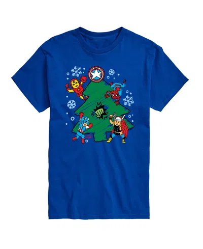 Airwaves Men's Marvel Avenger Christmas Sketch Short-sleeve Graphic T-shirt In Blue