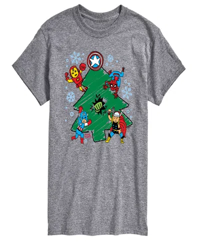 Airwaves Men's Marvel Avenger Christmas Sketch Short-sleeve Graphic T-shirt In Gray