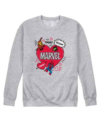 Airwaves Men's Marvel Avengers Valentines Scribble Printed Crewneck Sweatshirt In Gray
