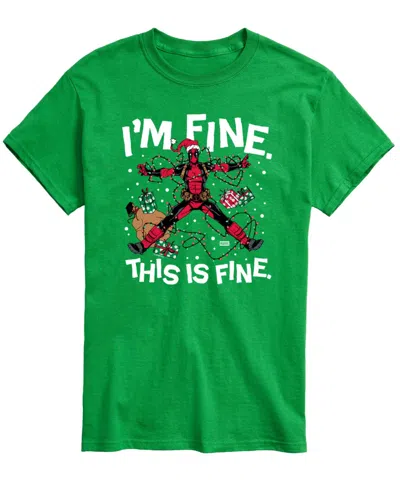 Airwaves Men's Marvel I'm Fine Deadpool Short-sleeve Graphic T-shirt In Green