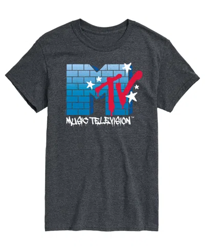 Airwaves Men's Mtv Logo Brick Wall Short-sleeve Graphic T-shirt In Gray