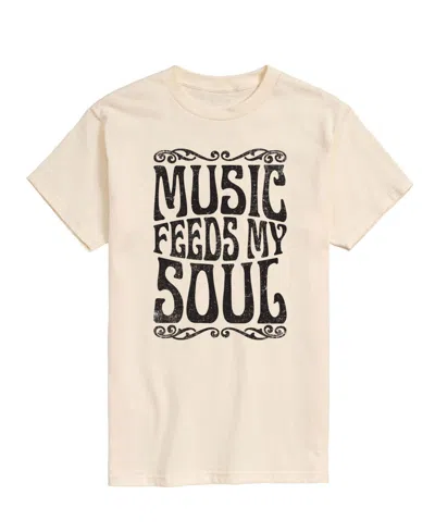 Airwaves Men's Music Feeds My Soul Short Sleeve T-shirt In Beige,khaki