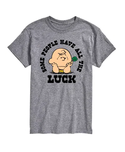 Airwaves Men's Peanuts All The Luck Short-sleeve Graphic T-shirt In Gray