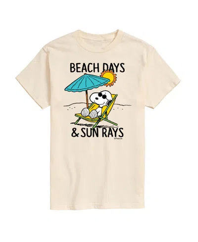 Airwaves Men's Peanuts Beach Days Sun Ray Short Sleeve T-shirt In Beige,khaki