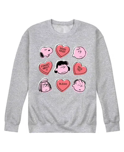 Airwaves Men's Peanuts Candy Hearts Long Sleeve Fleece T-shirt In Gray
