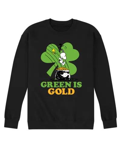 Airwaves Men's Peanuts Green Is Gold Long Sleeve Fleece In Black