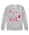 Airwaves Men's Peanuts Long Sleeve Crew Fleece Sweatshirt In Gray