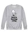 Airwaves Men's Peanuts Love Is Having A Dog Fleece Sweatshirt In Gray