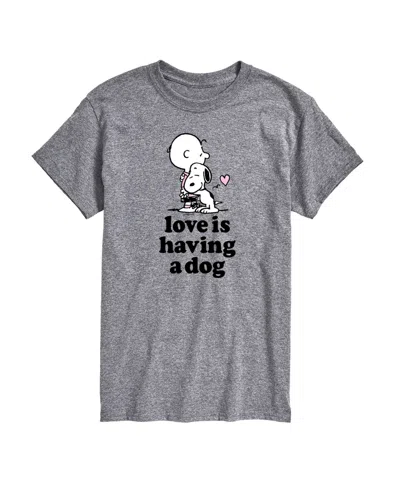 Airwaves Men's Peanuts Love Is Having A Dog Short Sleeve T-shirt In Gray