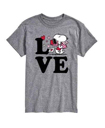 Airwaves Men's Peanuts Love Snoopy Printed Short-sleeve Graphic T-shirt In Gray