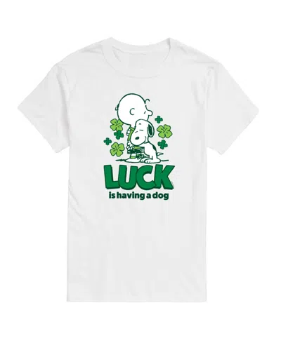 Airwaves Men's Peanuts Luck Is Having A Dog Short Sleeve T-shirt In White