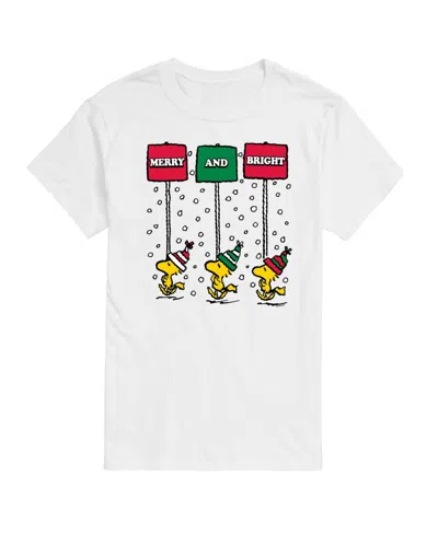 Airwaves Men's Peanuts Merry And Bright Short Sleeve Tee In White