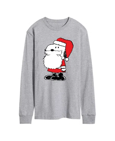 Airwaves Men's Peanuts Santa Snoopy Graphic Long-sleeve T-shirt In Gray