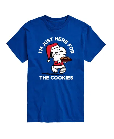 Airwaves Men's Peanuts Santa Snoopy I'm Just Here For The Cookies Graphic Short-sleeve T-shirt In Blue