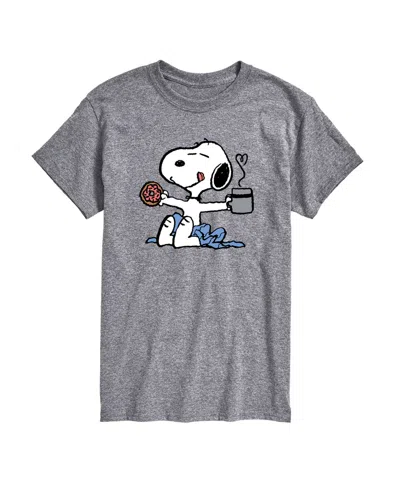Airwaves Men's Peanuts Snoopy Coffee Short Sleeve T-shirt In Gray