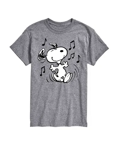 Airwaves Men's Peanuts Snoopy Dancing Music Short Sleeve T-shirt In Gray