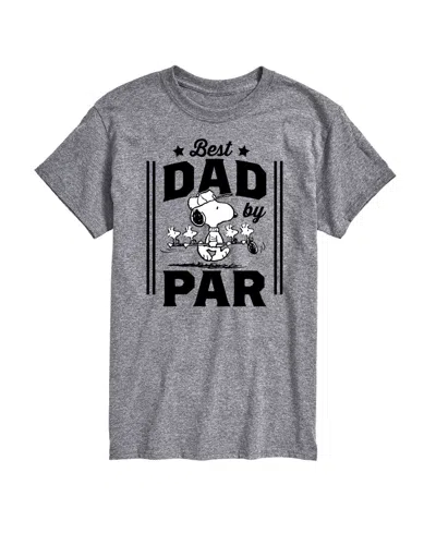Airwaves Men's Peanuts Snoopy Father's Day Best Dad By Par Short Sleeve T-shirt In Gray