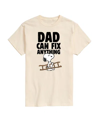 Airwaves Men's Peanuts Snoopy Father's Day Dad Can Fix Anything Short Sleeve T-shirt In Beige