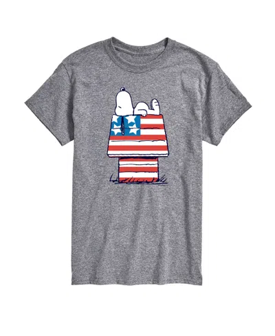 Airwaves Men's Peanuts Snoopy Flag House Short Sleeve T-shirt In Gray
