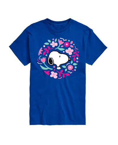 Airwaves Men's Peanuts Snoopy Floral Short Sleeve T-shirt In Blue