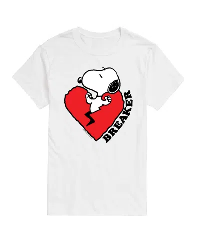 Airwaves Men's Peanuts Snoopy Heart Breaker Printed Short-sleeve Graphic T-shirt In White