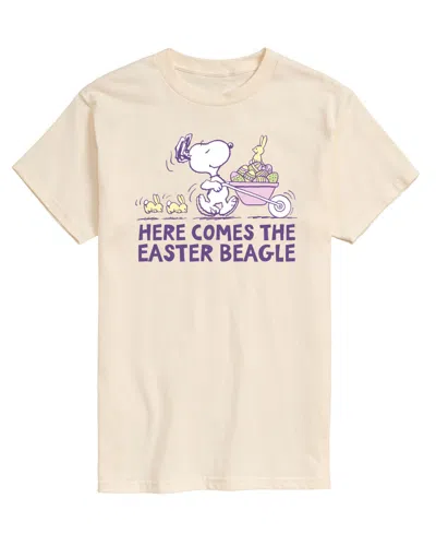 Airwaves Men's Peanuts Snoopy Here Comes The Easter Beagle Short Sleeve T-shirt In Beige,khaki