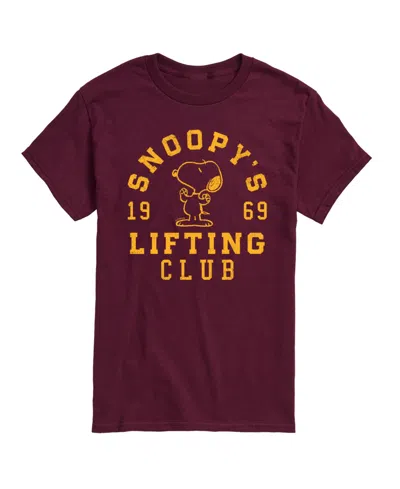 Airwaves Men's Peanuts Snoopy's Lifting Club Short Sleeve T-shirt In Red